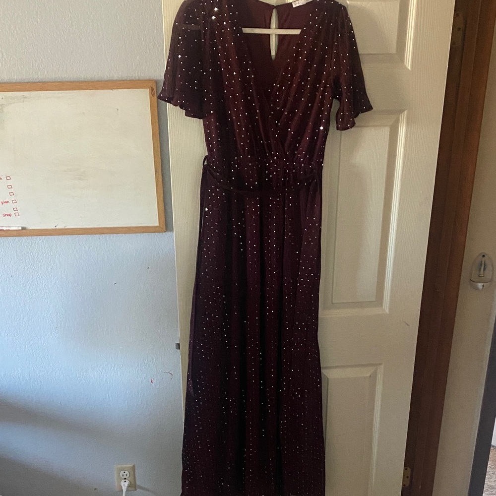 Baltic Born Burgundy Maxi Dress with Glitter Accents